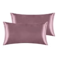 thumbnail image 1 of Unique Bargains Envelope Closure Breathable and Soft Satin Pillowcase (2 Count) Bean-Paste Color Non-Standard, 1 of 6