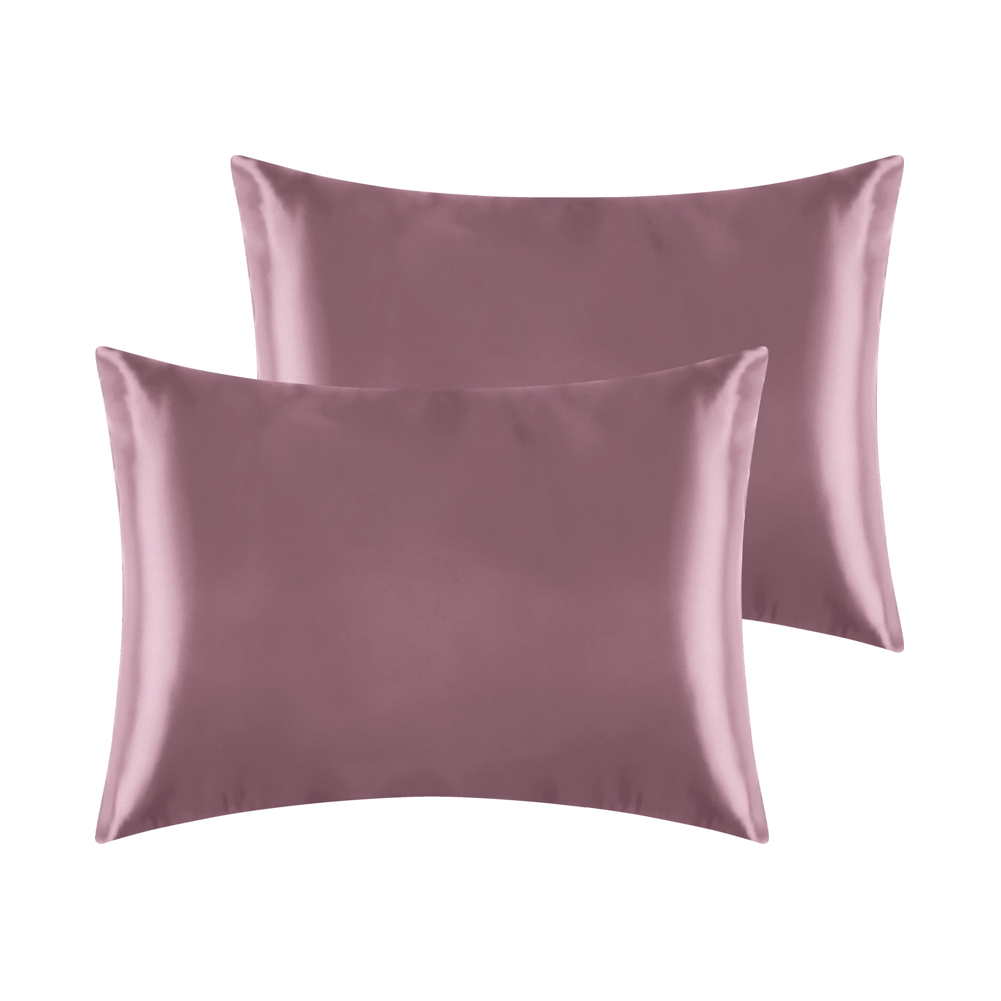 Unique Bargains Envelope Closure Breathable and Soft Satin Pillowcase (2 Count) Bean-Paste Color Standard