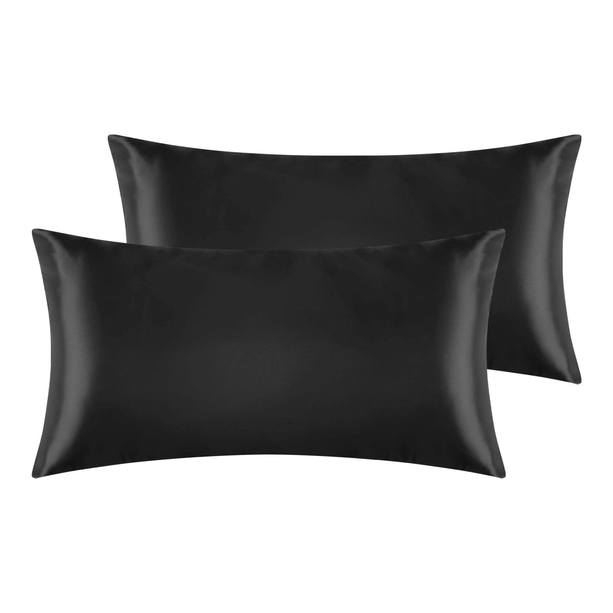 Unique Bargains Envelope Closure Breathable and Soft Satin Pillowcase (2 Count) Black King