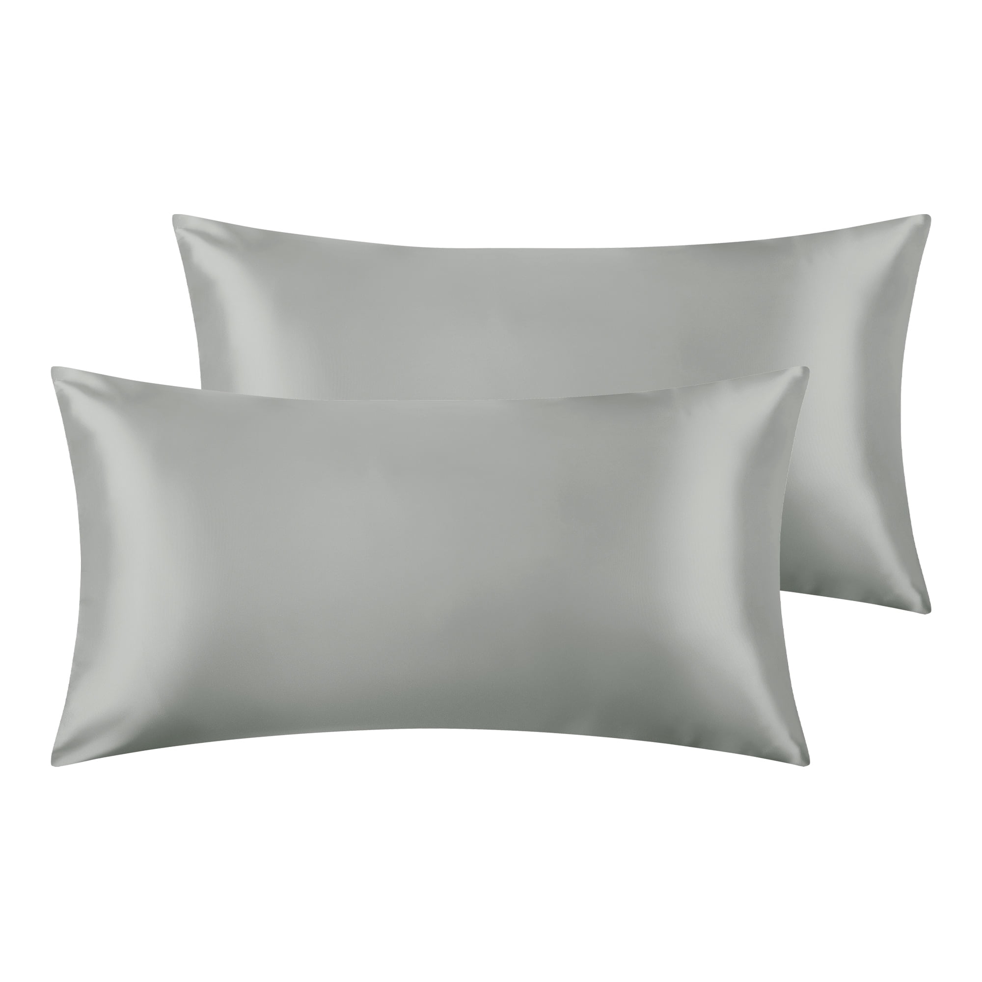 Unique Bargains Envelope Closure Breathable and Soft Satin Pillowcase (2 Count) Dark Gray King