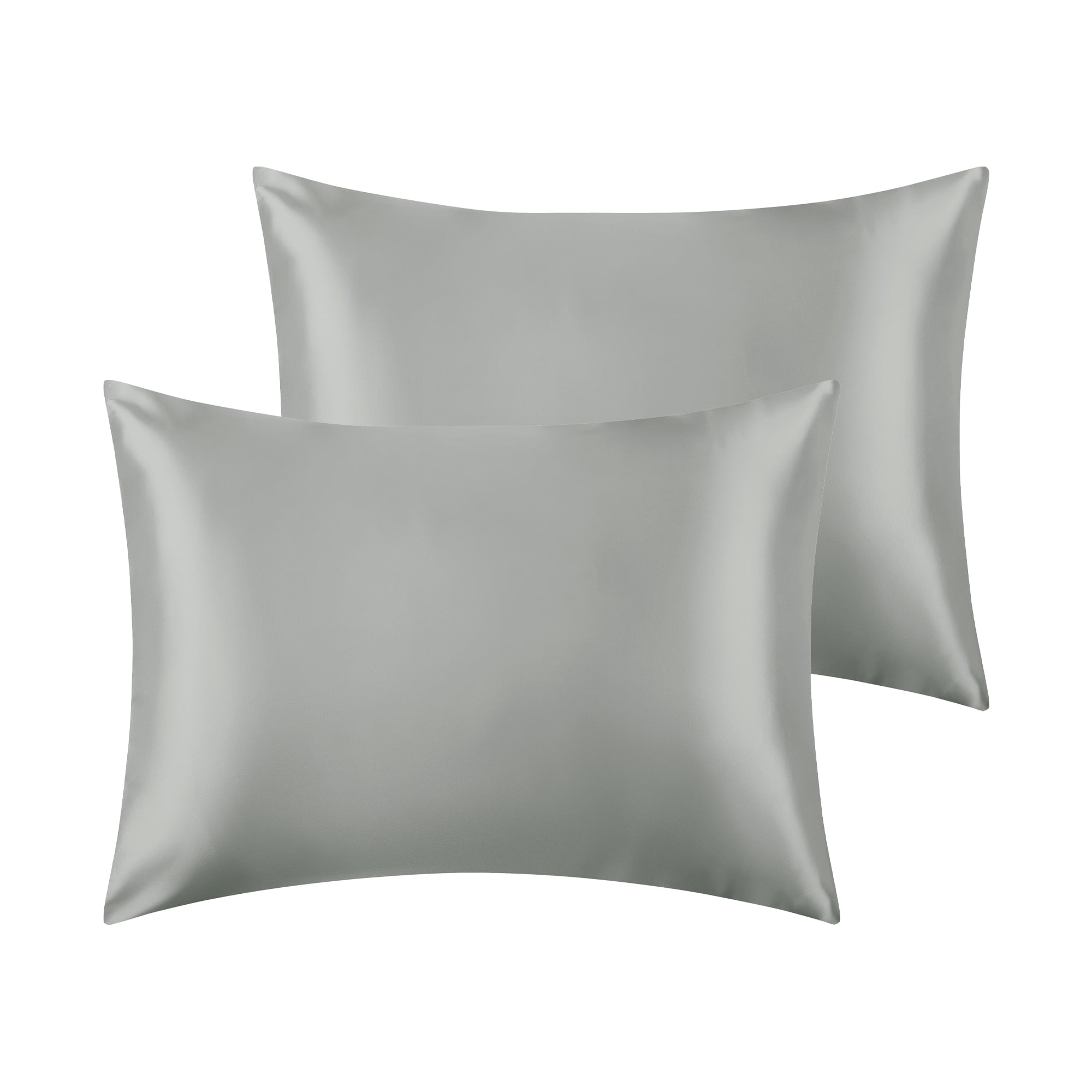 Unique Bargains Envelope Closure Breathable and Soft Satin Pillowcase (2 Count) Dark Gray Queen