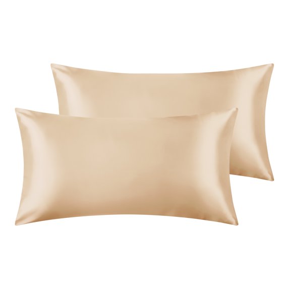 Unique Bargains Envelope Closure Breathable and Soft Satin Pillowcase (2 Count) Gold King