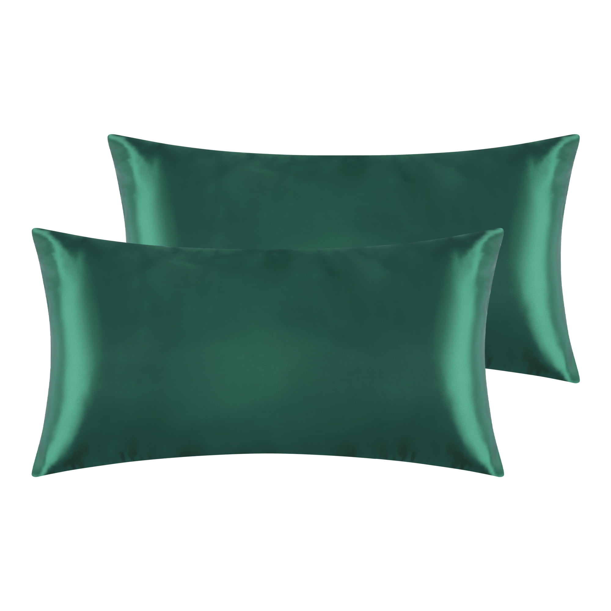Unique Bargains Envelope Closure Breathable and Soft Satin Pillowcase (2 Count) Green King
