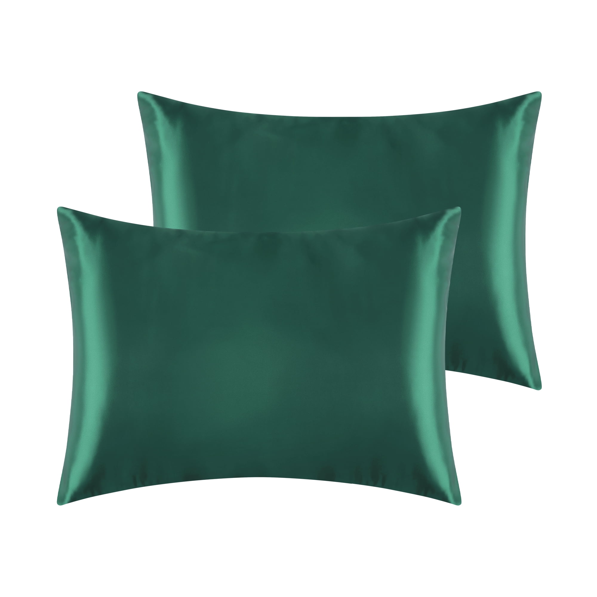 Unique Bargains Envelope Closure Breathable and Soft Satin Pillowcase (2 Count) Green Standard