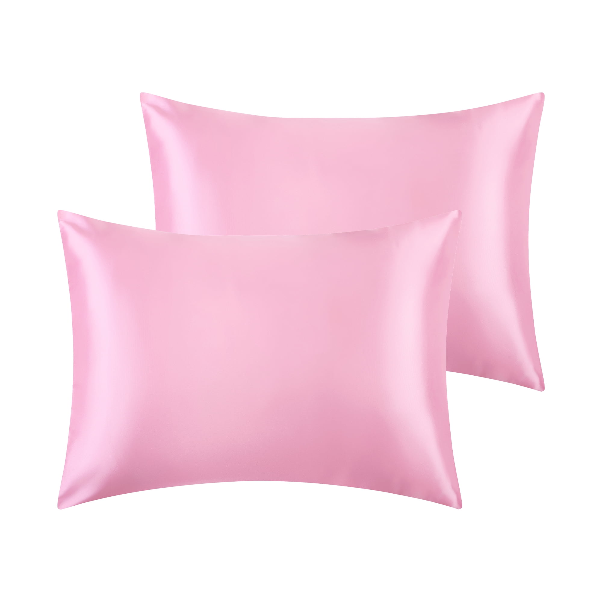 Unique Bargains Envelope Closure Breathable and Soft Satin Pillowcase (2 Count) Light Pink Standard