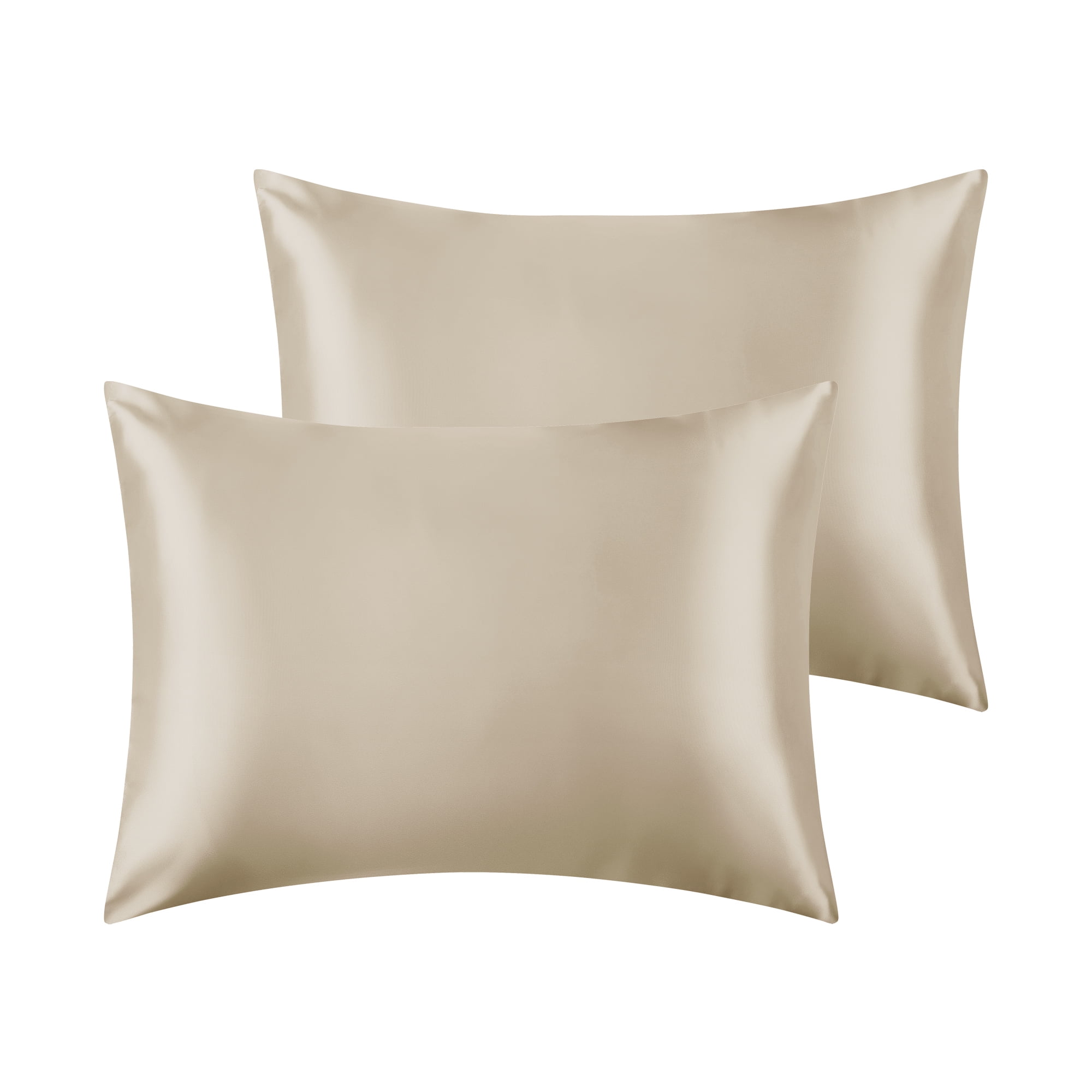 Unique Bargains Envelope Closure Breathable and Soft Satin Pillowcase (2 Count) Light Tan Standard