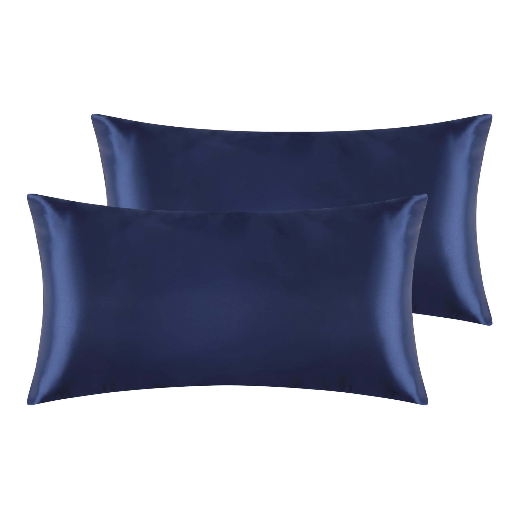 Unique Bargains Envelope Closure Breathable and Soft Satin Pillowcase (2 Count) Navy Blue King