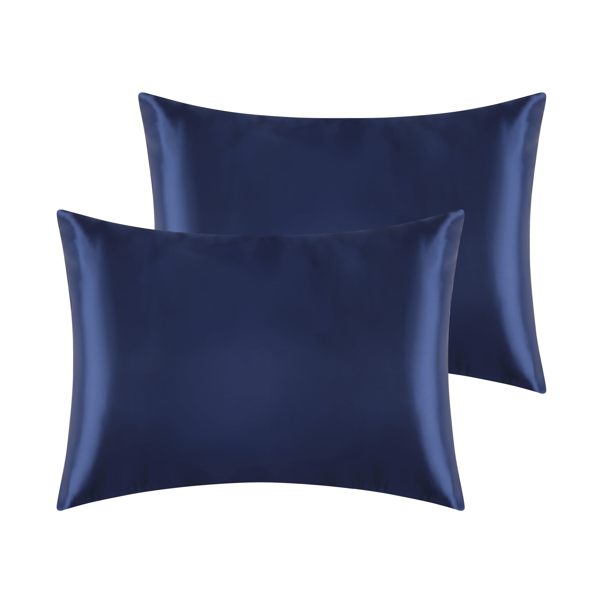 Unique Bargains Envelope Closure Breathable and Soft Satin Pillowcase (2 Count) Navy Blue Queen