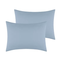 Unique Bargains Envelope Closure Cotton Durable Easy Care Pillowcases (2 Count) Blue Queen
