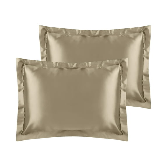 Unique Bargains Envelope Closure Soft and Smooth Satin Pillowcase (2 Count) Gold Queen