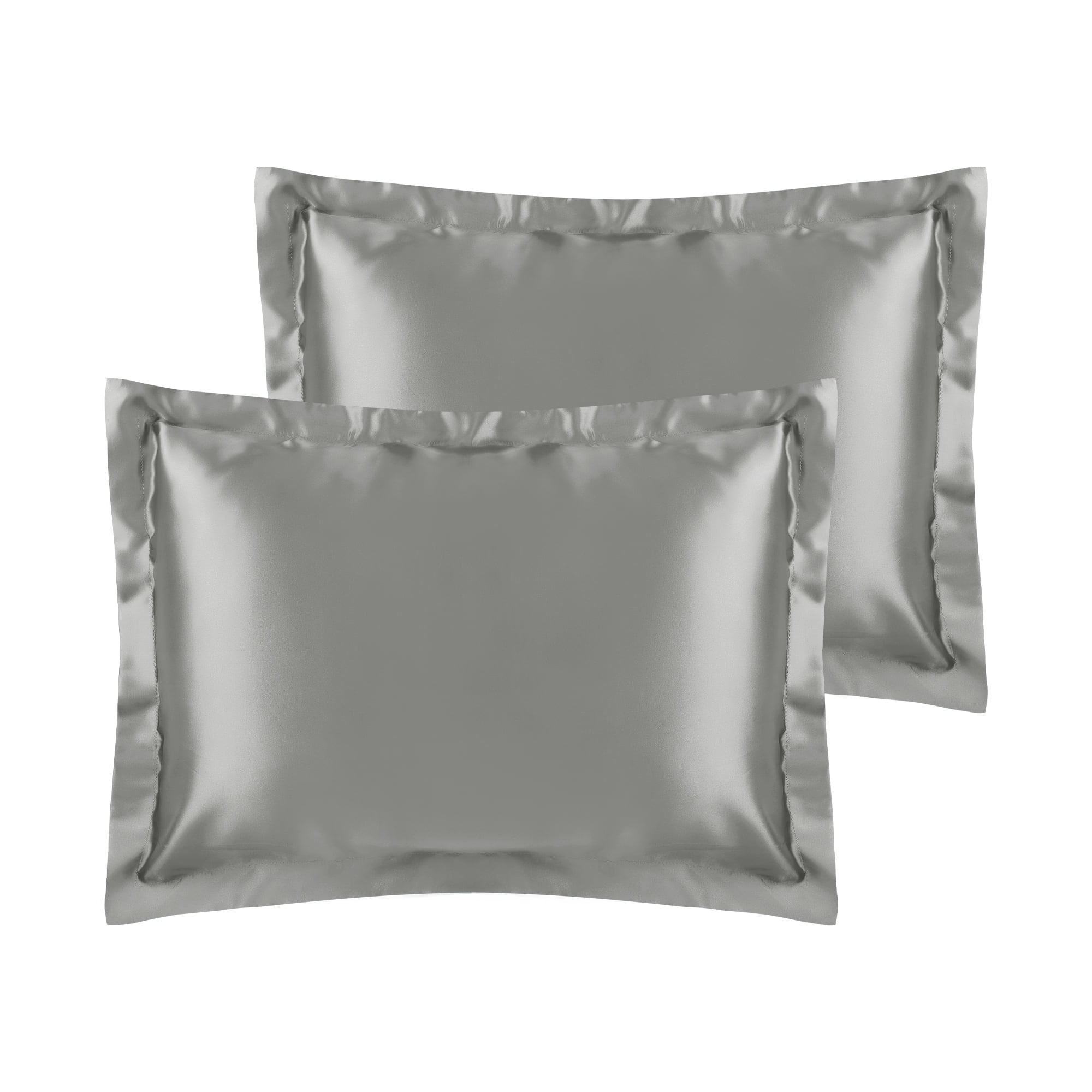 Unique Bargains Envelope Closure Soft and Smooth Satin Pillowcase (2 Count) Gray Queen