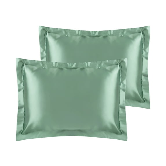 Unique Bargains Envelope Closure Soft and Smooth Satin Pillowcase (2 Count) Green Queen