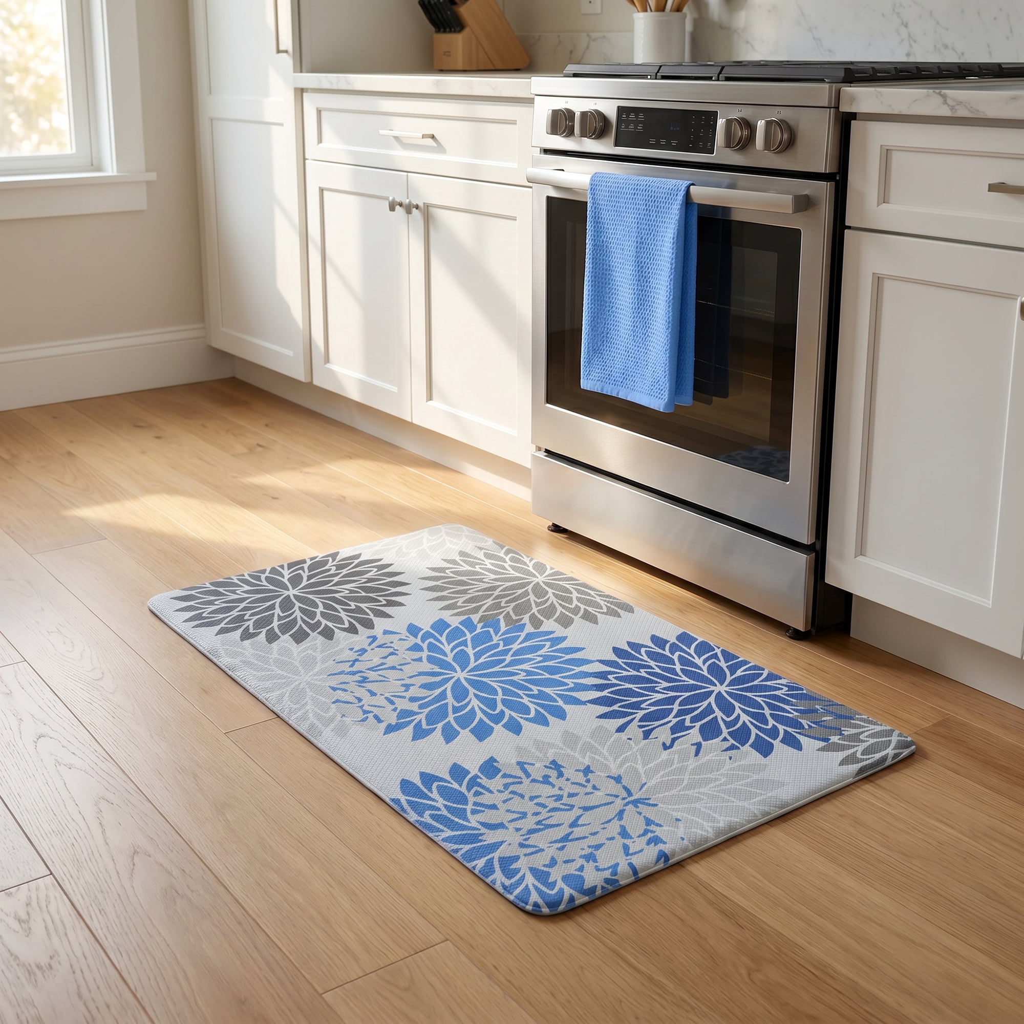 Unique Bargains Ergonomic Kitchen Mats Blue 30" x 17"