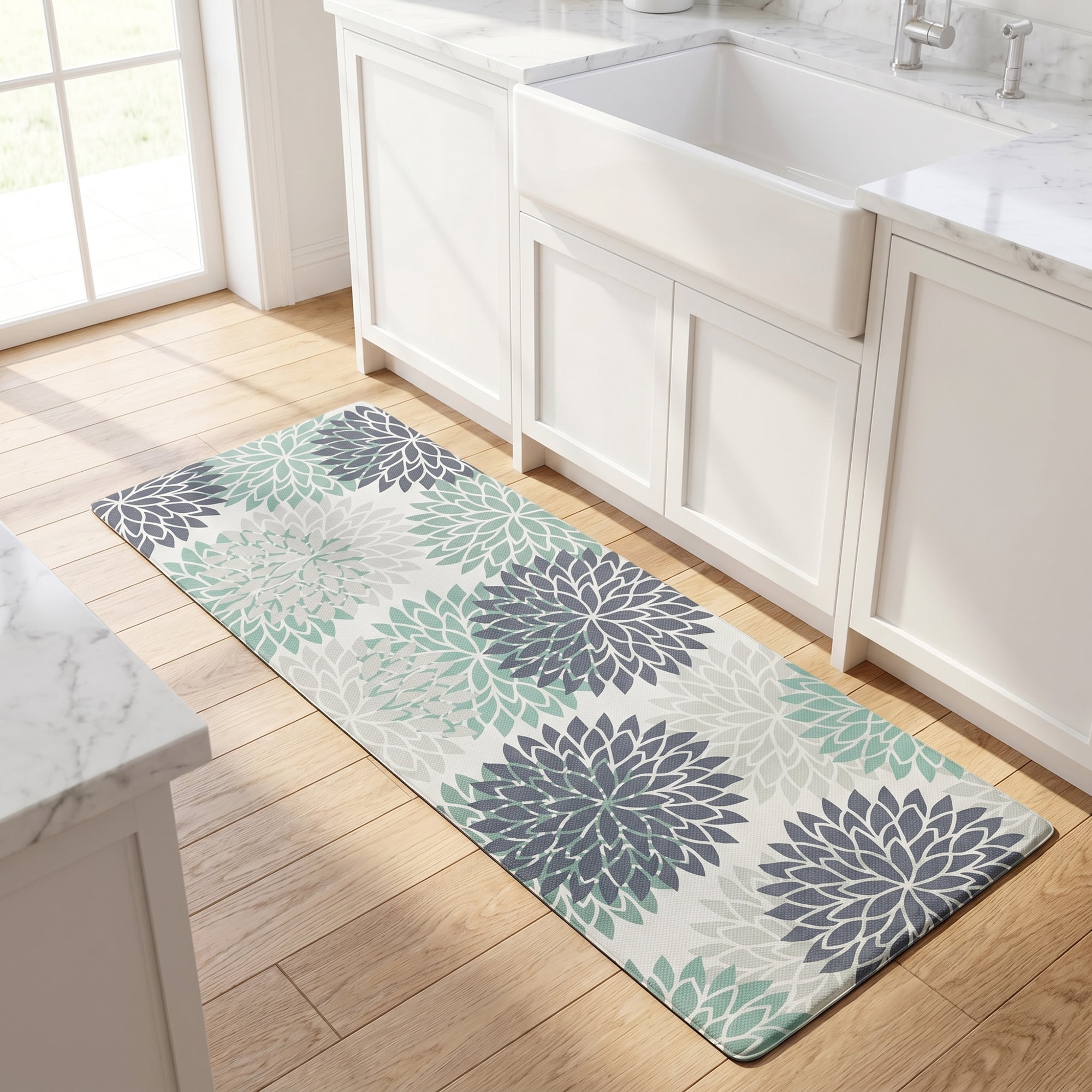 Unique Bargains Ergonomic Kitchen Mats Green 47" x 17"