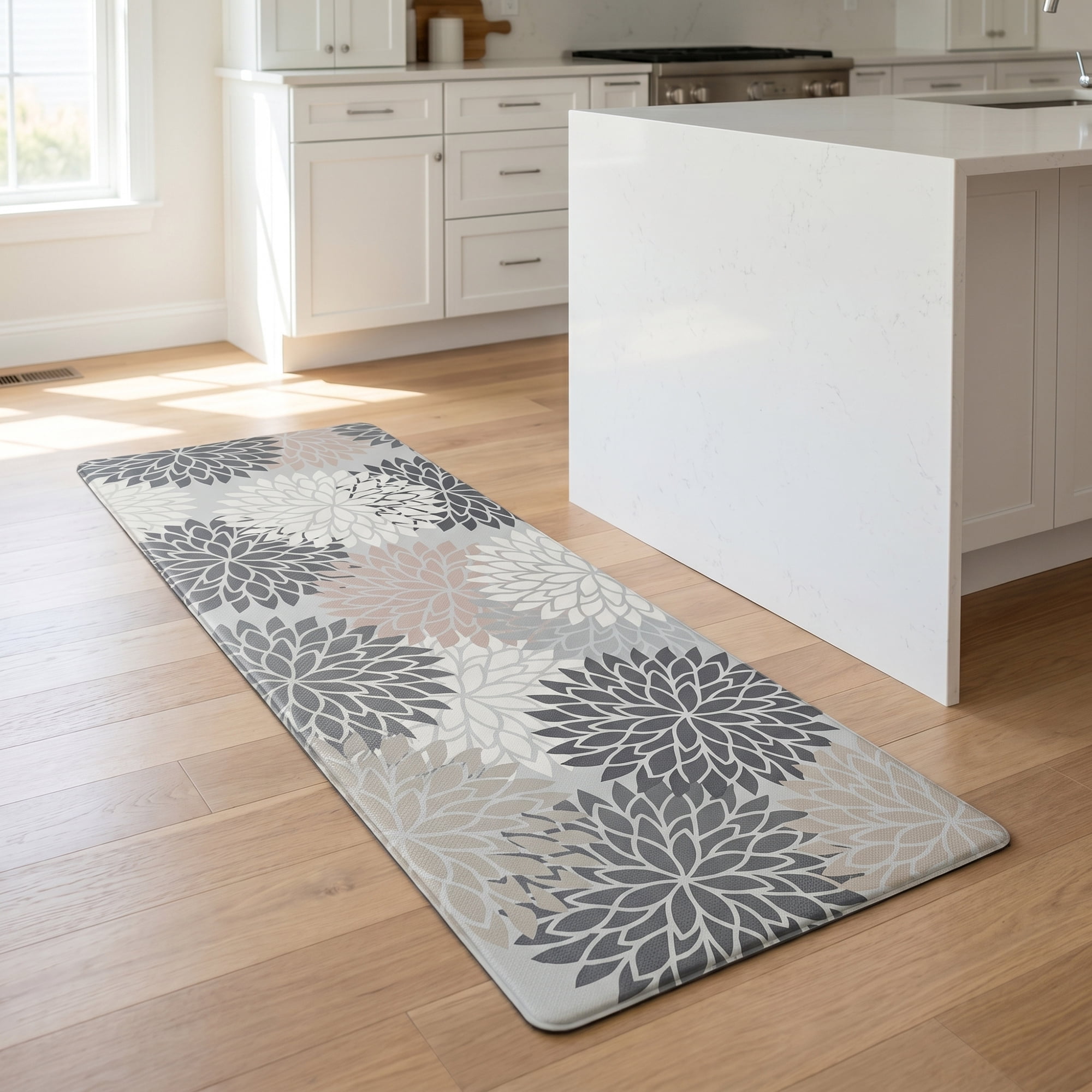 Unique Bargains Ergonomic Kitchen Mats Grey 47" x 17"
