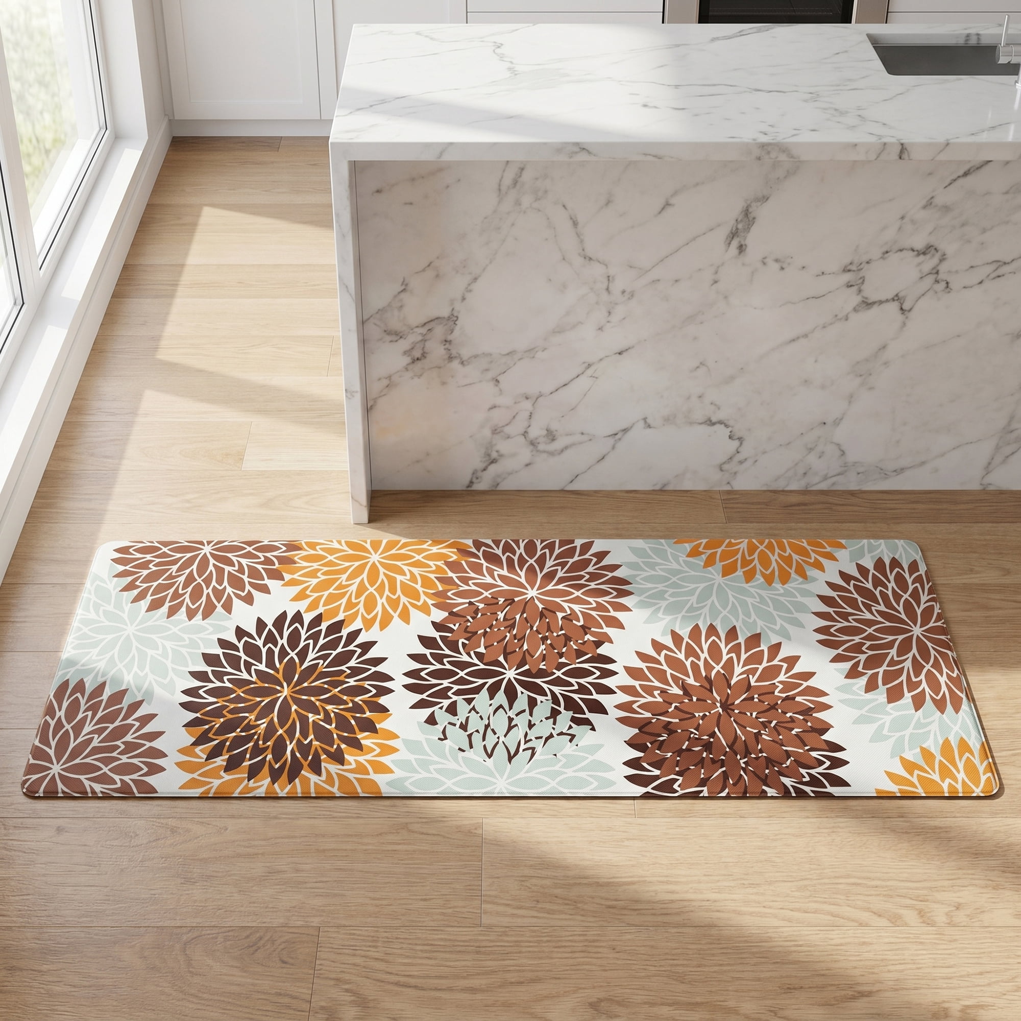 Unique Bargains Ergonomic Kitchen Mats Orange 47" x 17"