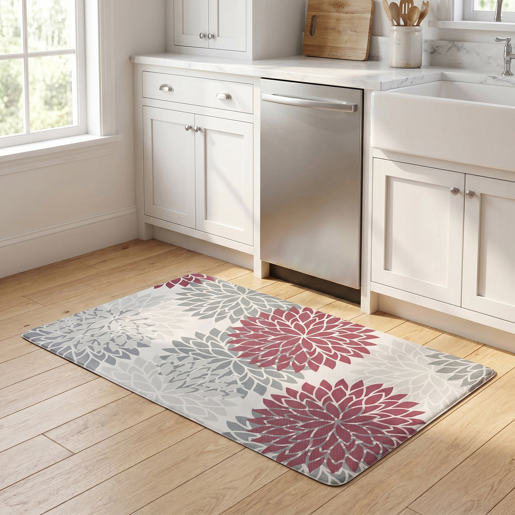 Unique Bargains Ergonomic Kitchen Mats Red 30" x 17"