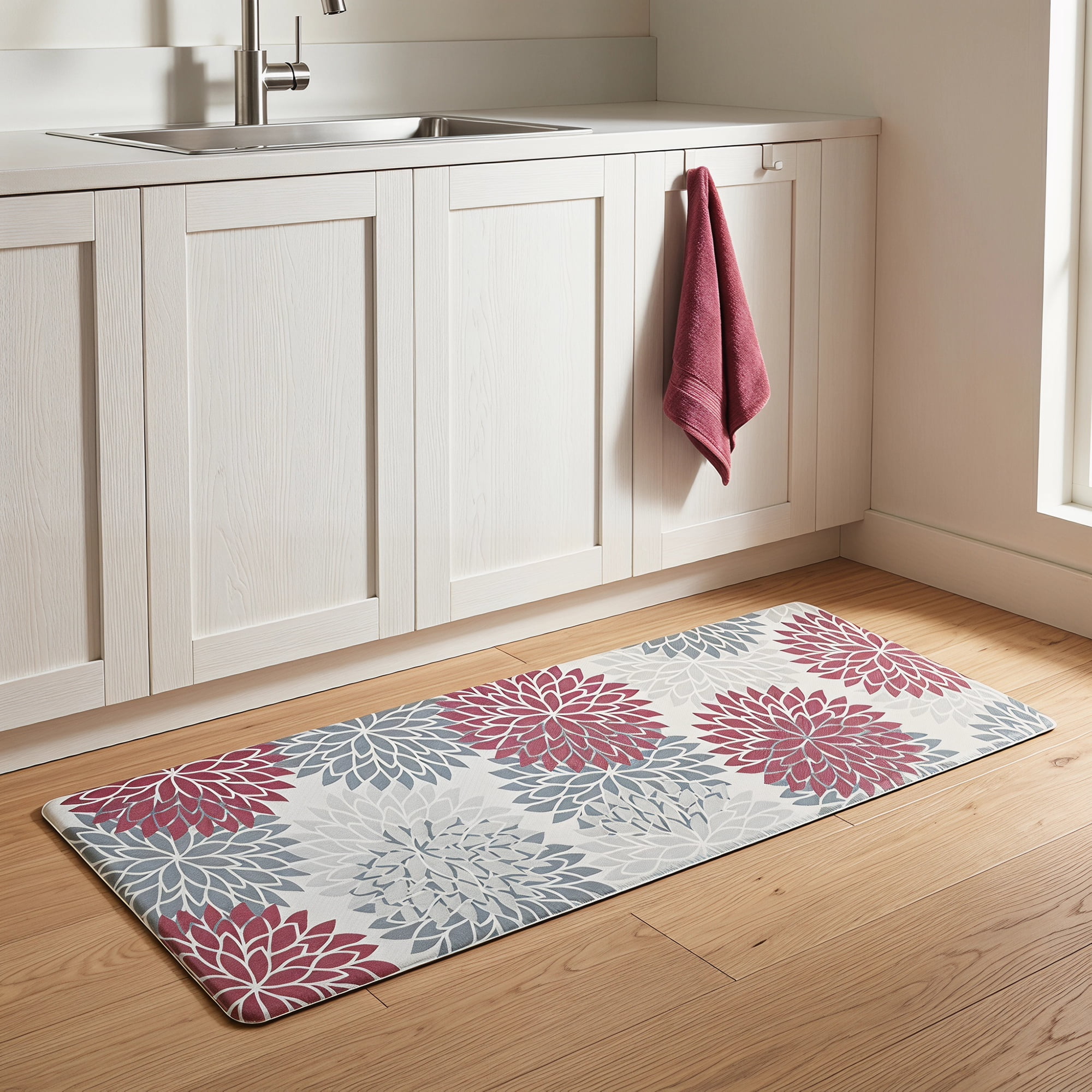 Unique Bargains Ergonomic Kitchen Mats Red 47" x 17"