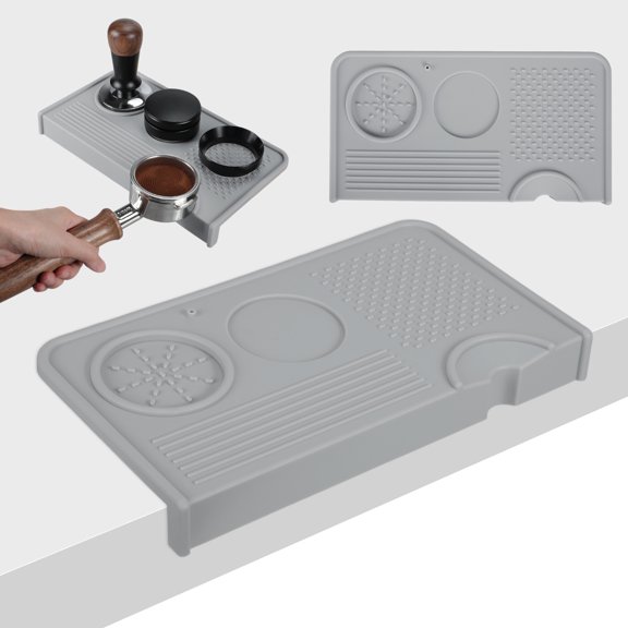 Unique Bargains Espresso Tamping Mat Non-Slip Prevents Portafilters From Damaging the Counter Silicone 10.43"x5.51" Coffee Tamper Mat for Barista Espresso Machine Accessories Grey