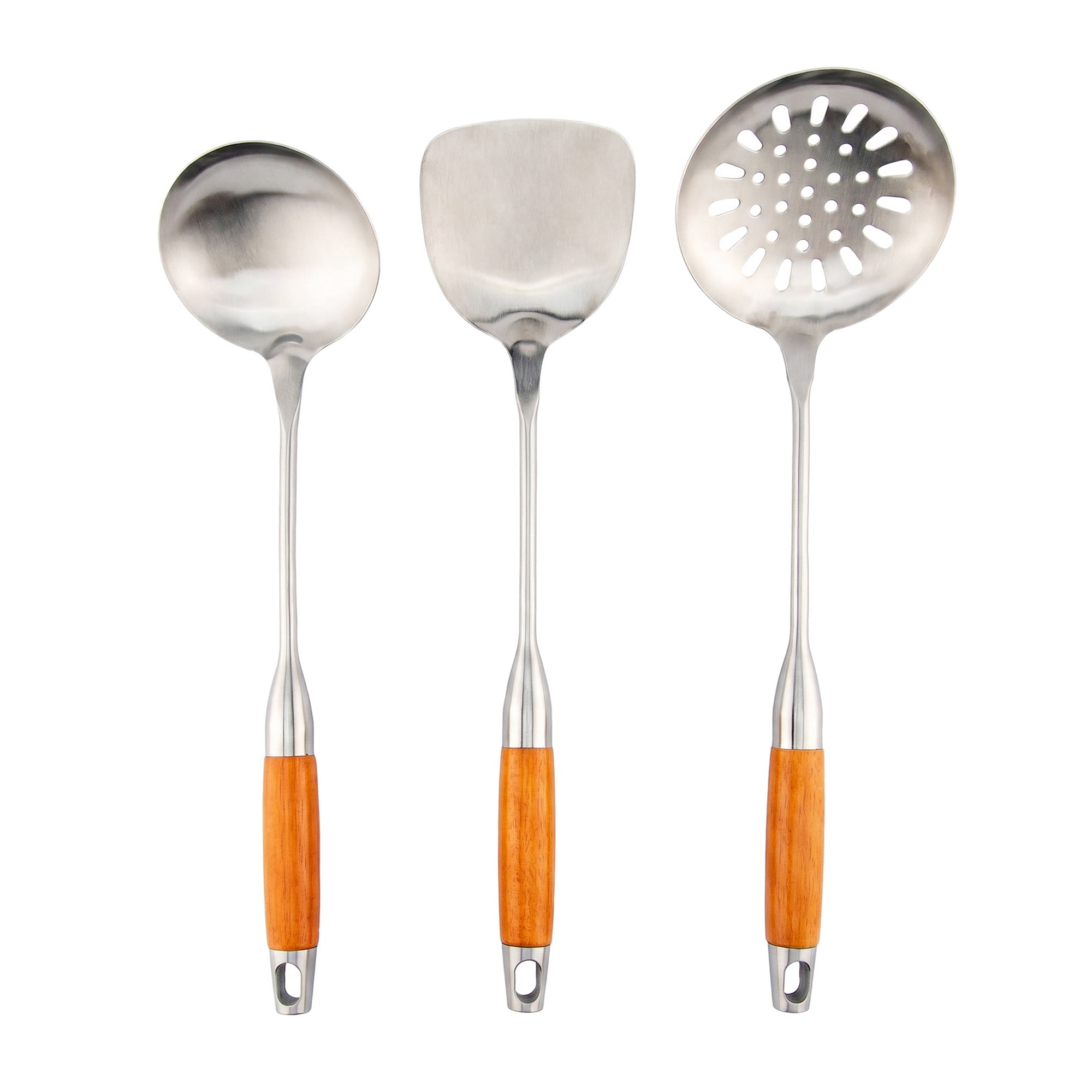 Unique Bargains Essential Stainless Steel Cooking Utensil Set for Cooking Brown C 3pcs