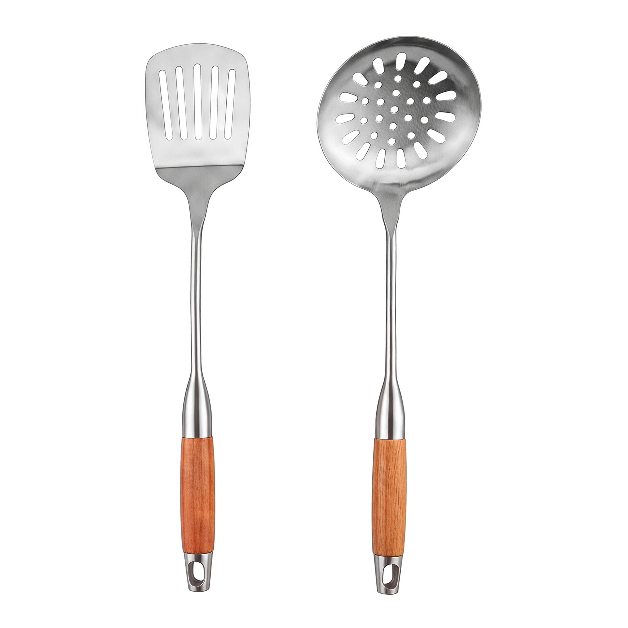 Unique Bargains Essential Stainless Steel Cooking Utensil Set for Cooking Brown D 2pcs