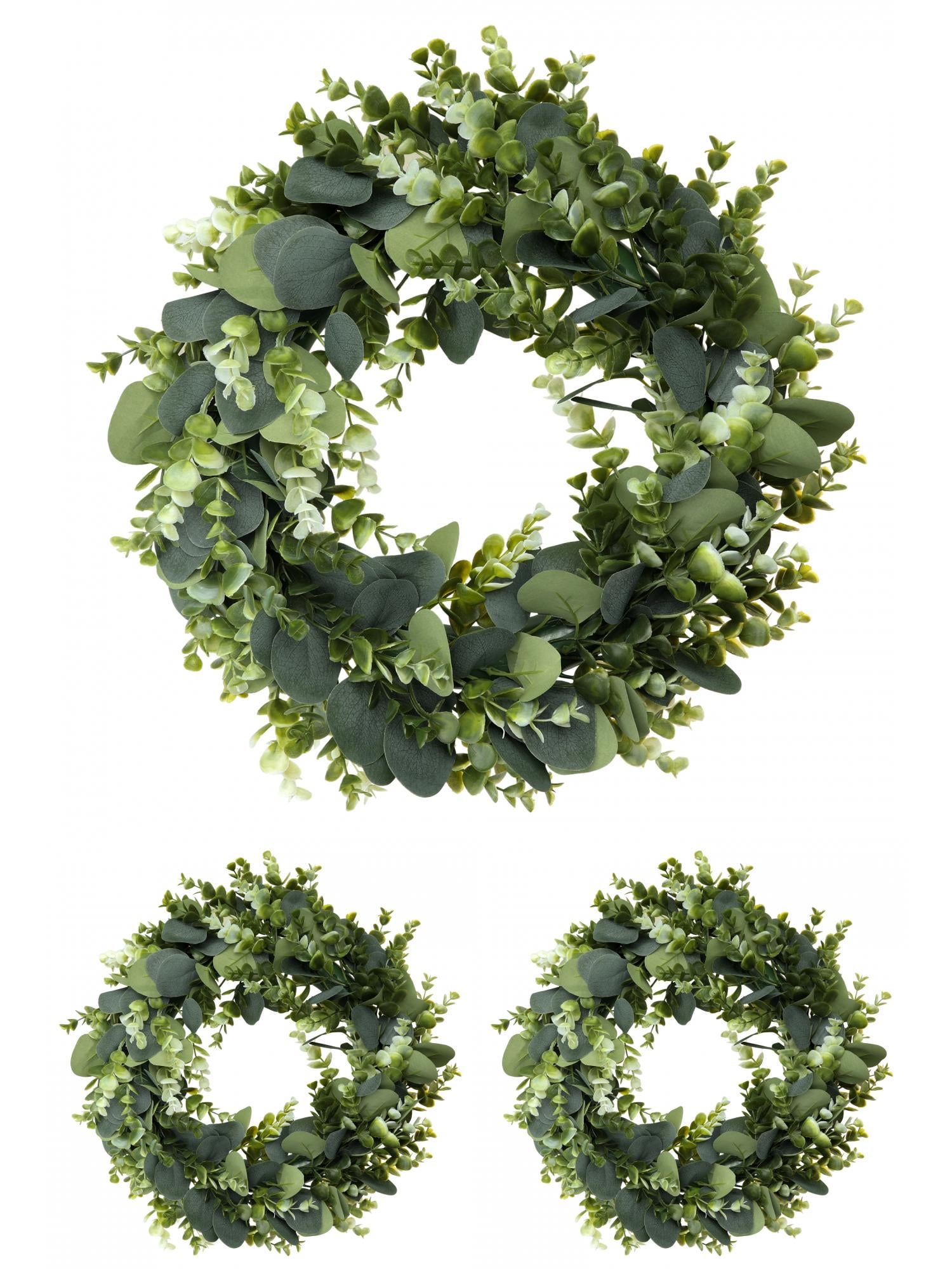 Unique Bargains Eucalyptus Wreaths Wedding Decor Handmade Wreath Green 18"-3Pcs