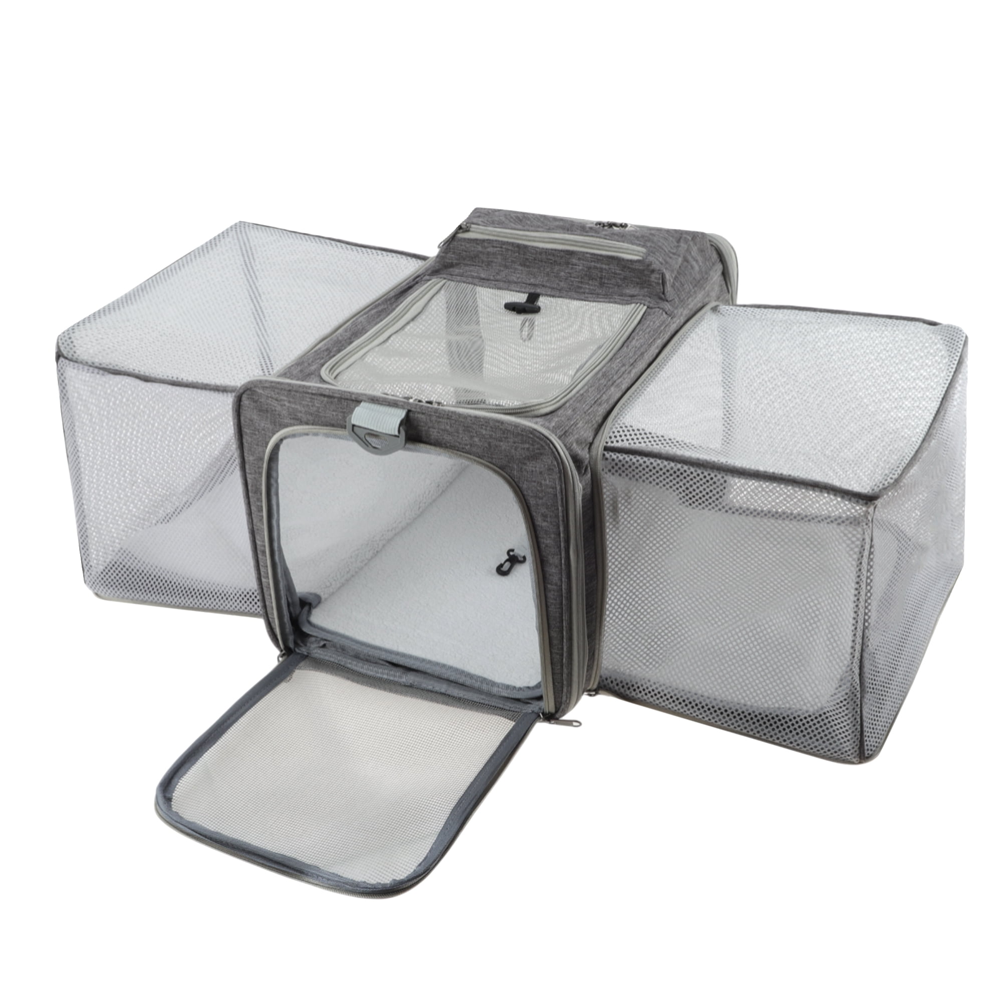 Unique Bargains Expandable Airline Approved Cat Carrier Soft-Sided Pet Travel Carrier with Removable Pad Collapsible Pet Carrier for Dogs Cats and Small Animals Grey