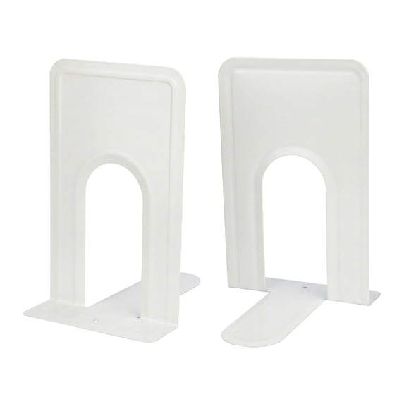 Unique Bargains Expandable Iron Bookends with Compartments White 5.2"L x 6.5"W x 8.5"H