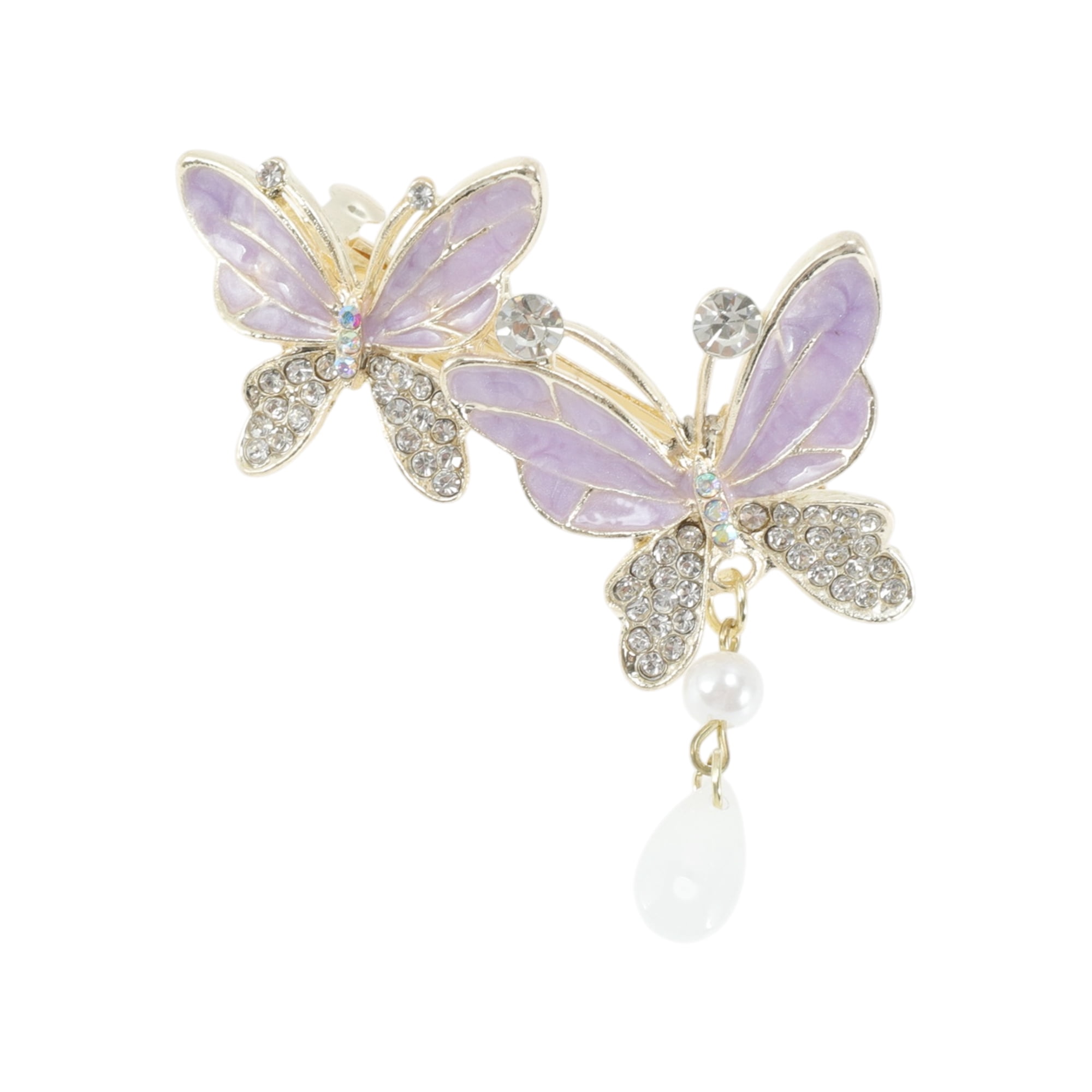 Unique Bargains Exquisite Butterfly Pendant Spring Clip Hair Clips Purple Silver Tone