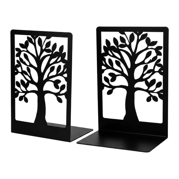 Unique Bargains Exquisite Decorative Metal Bookends for Home Office and Library Black Style B 4.7"x3.3"x6.9"