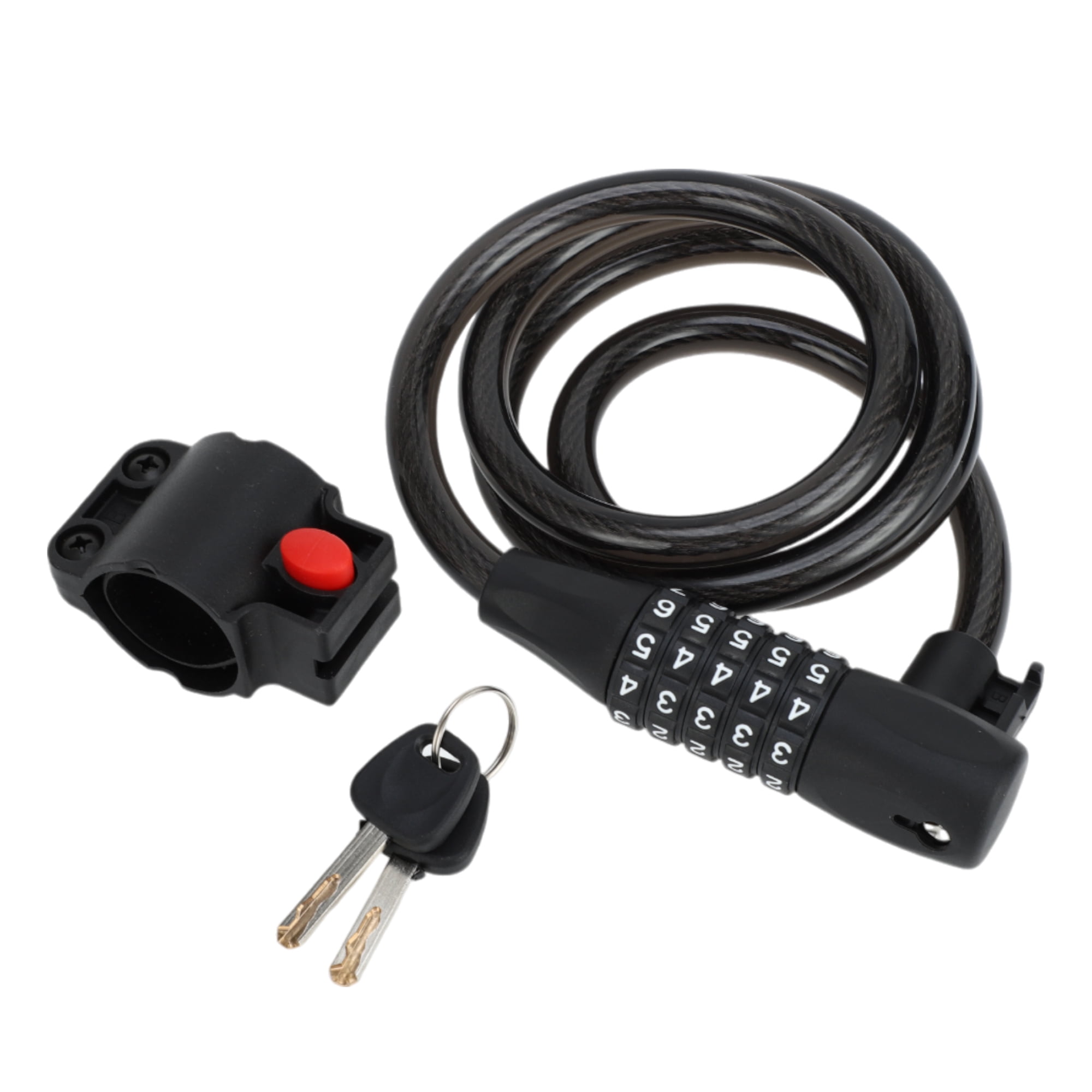 Unique Bargains Extended Bike Cable Lock Spiral Lock Heavy Duty Resettable 5 Digit Bike Lock Steel 122cm Black 1 Pc