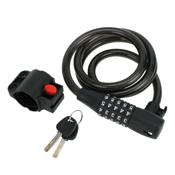 Unique Bargains Extended Bike Cable Lock Spiral Lock Heavy Duty Resettable 5 Digit Bike Lock Steel 122cm Black 1 Pc