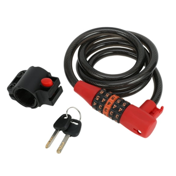 Unique Bargains Extended Bike Cable Lock for Mountain Bike Heavy Duty Resettable 5 Digit Bike Lock 122cm Black Red 1 Set