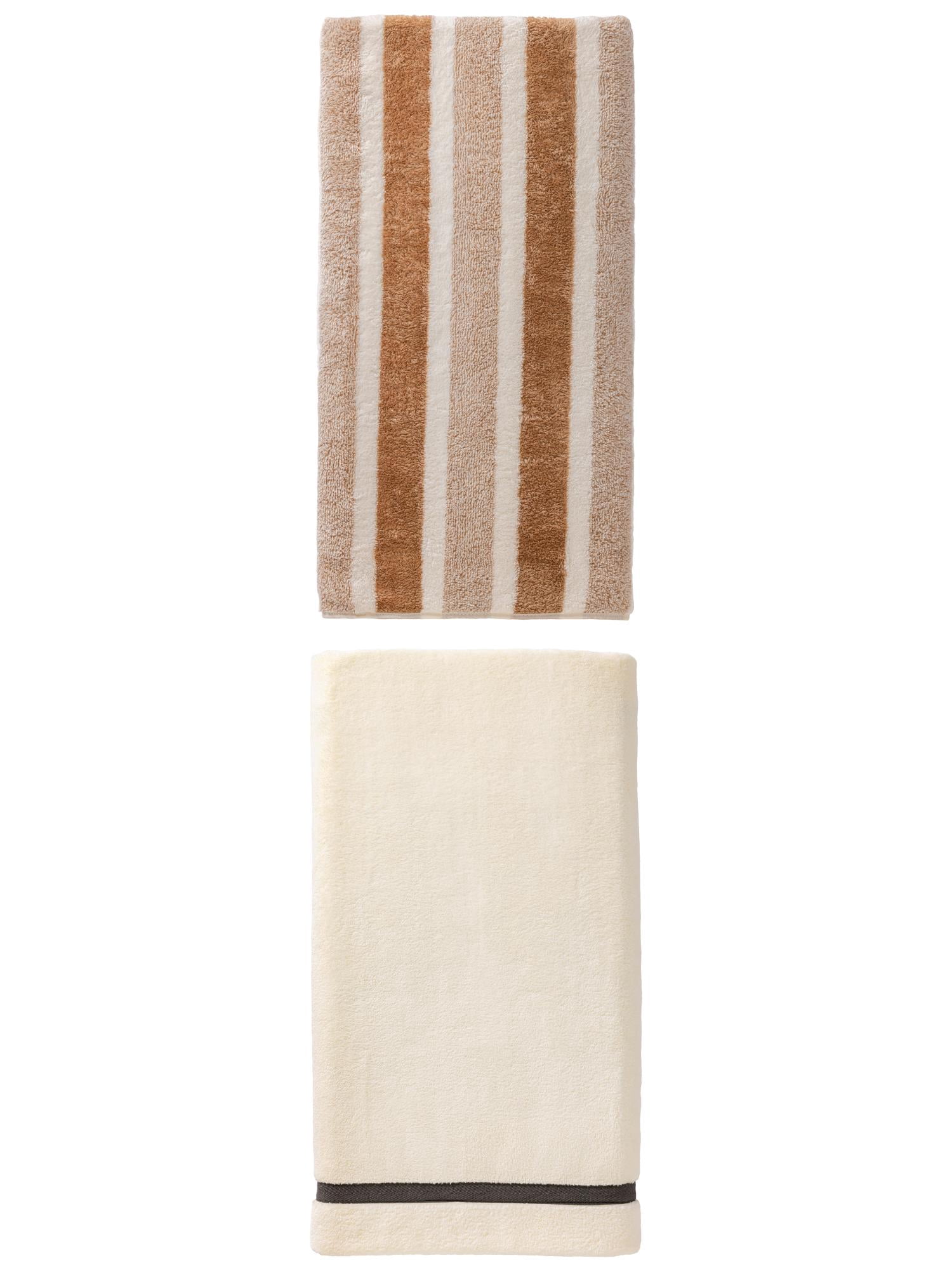 Unique Bargains Extra Fluffy Superior Absorbent Coral Fleece Bath Towel 2 Pack Beige/Brown 63" x 31"/71" x 35"
