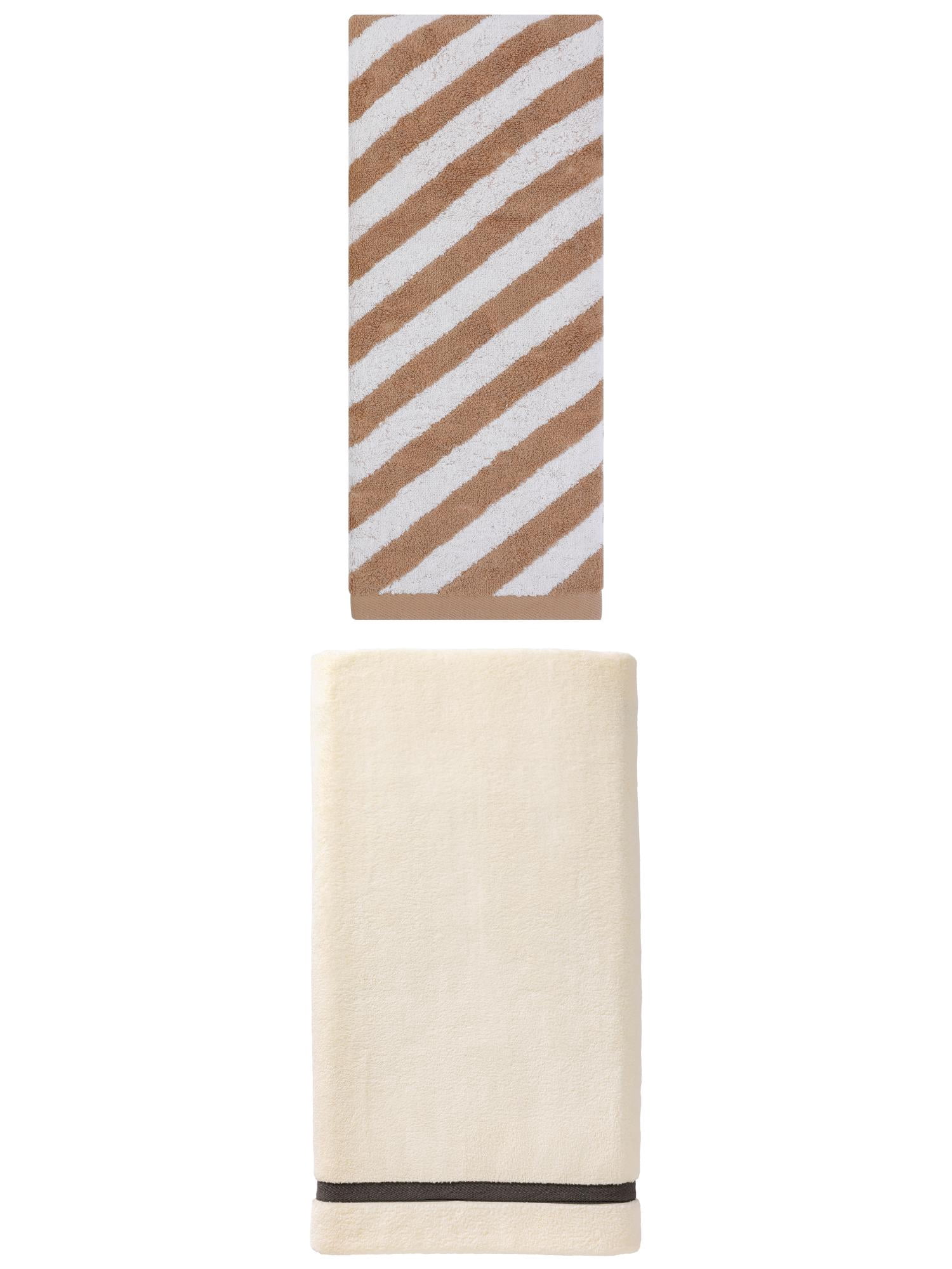 Unique Bargains Extra Gentle Superior Water Absorbent Coral Fleece Bath Towel 2 Pack Beige/Brown 63" x 31"/55" x 28"
