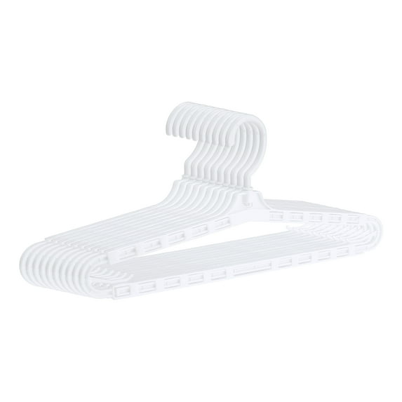 Unique Bargains Extra Large Plastic Adjustable Shoulder Clothes Hangers 10 Pcs White