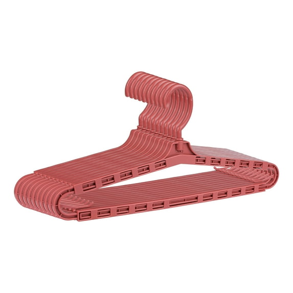 Unique Bargains Extra Large Plastic Adjustable Shoulder Clothes Hangers 10 Pcs Wine Red