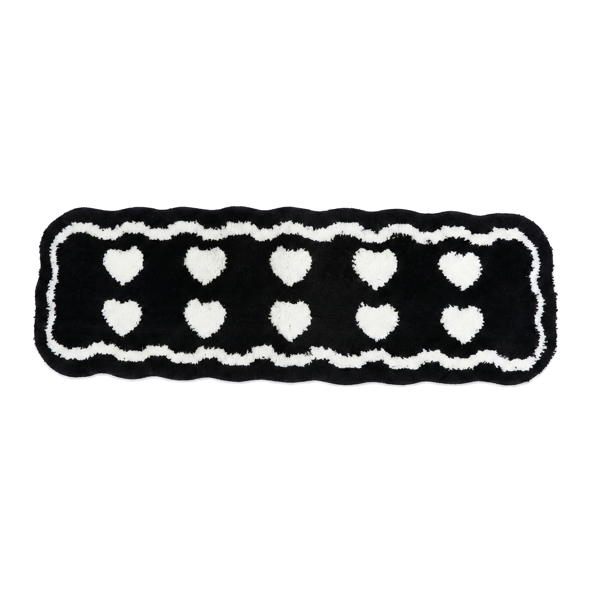 Unique Bargains Extra Long Shaggy Faux Fur Non-Slip Plush Rug Black Love 47" x 16"