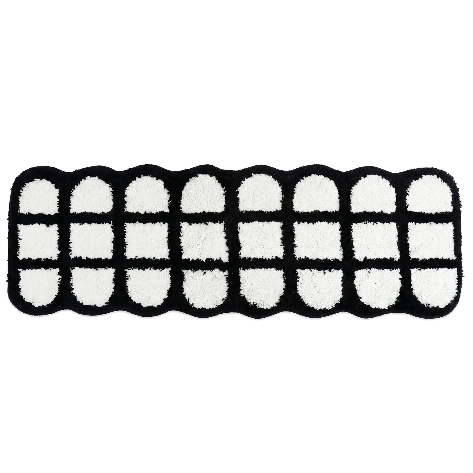 Unique Bargains Extra Long Shaggy Faux Fur Non-Slip Plush Rug Black White 47" x 16"