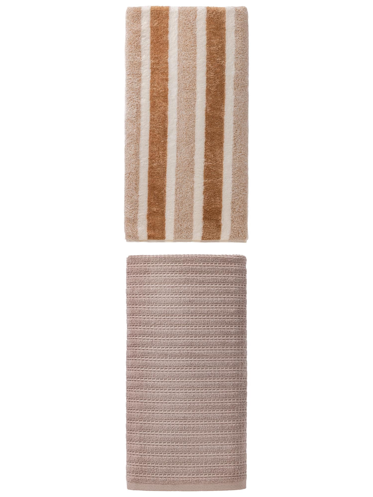Unique Bargains Extra Soft Plush Bath Towel 2 Pack Brown/Grey 71" x 35"/55" x 28"