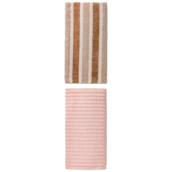 Unique Bargains Extra Soft Plush Bath Towel 2 Pack Brown/Pink 71" x 35"/55" x 28"