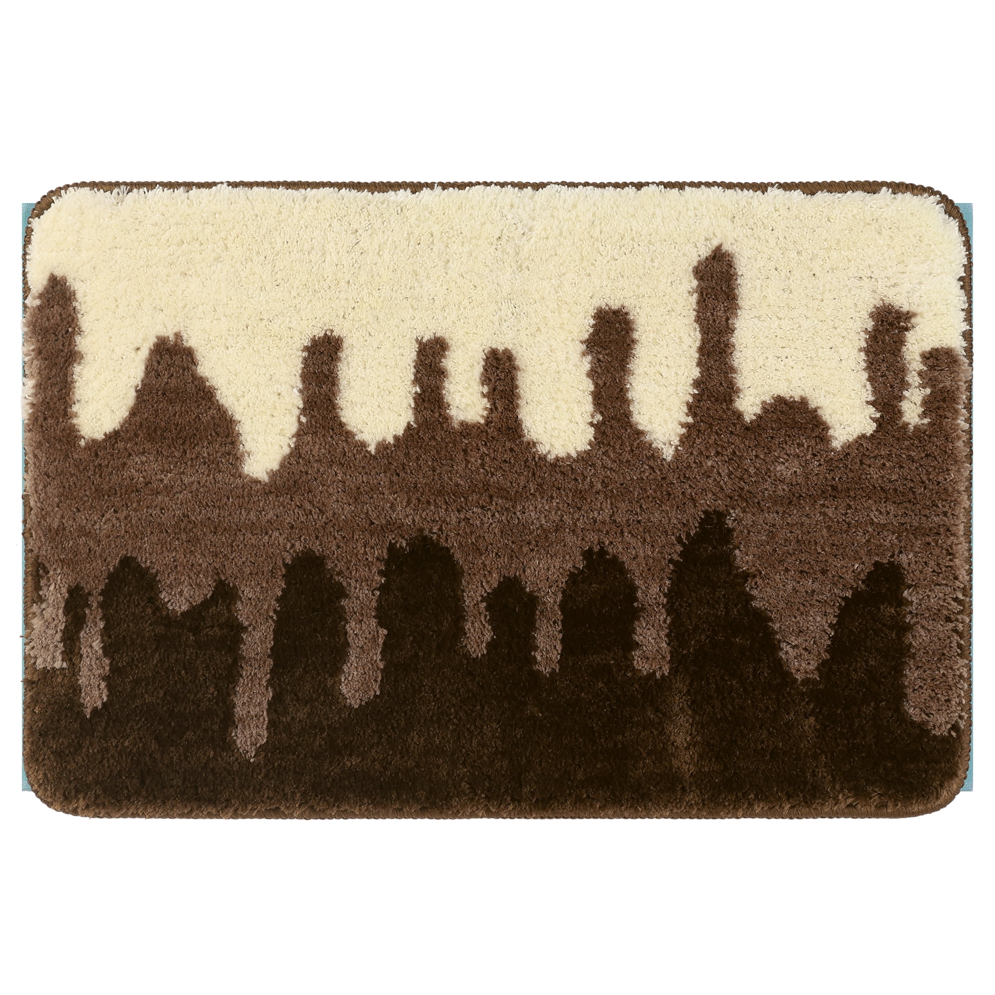 Unique Bargains Extra Soft and Absorbent Bath Rugs Non-Slip Plush Shaggy Bathroom Rug Brown 16" x 24"