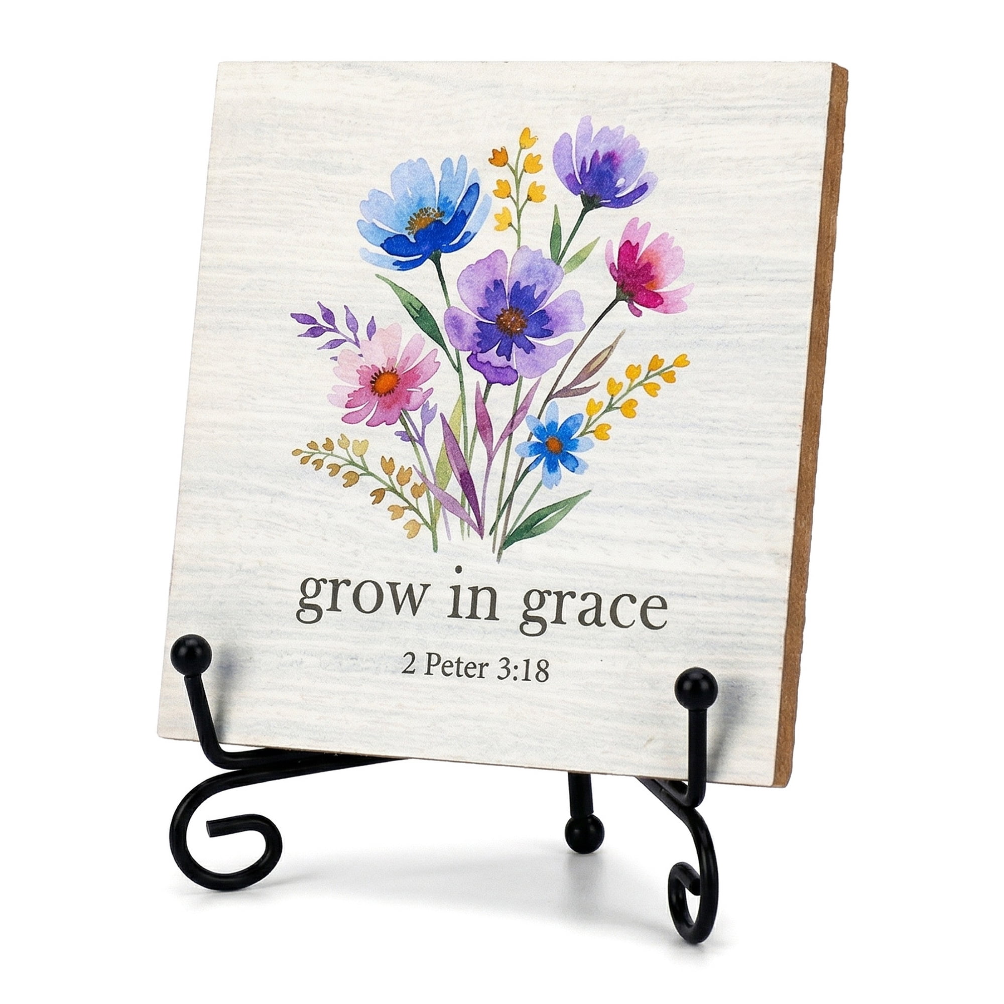 Unique Bargains Extra Stable Desk Sign Gift Square Keepsake Plaque Floral Pattern 3.9in