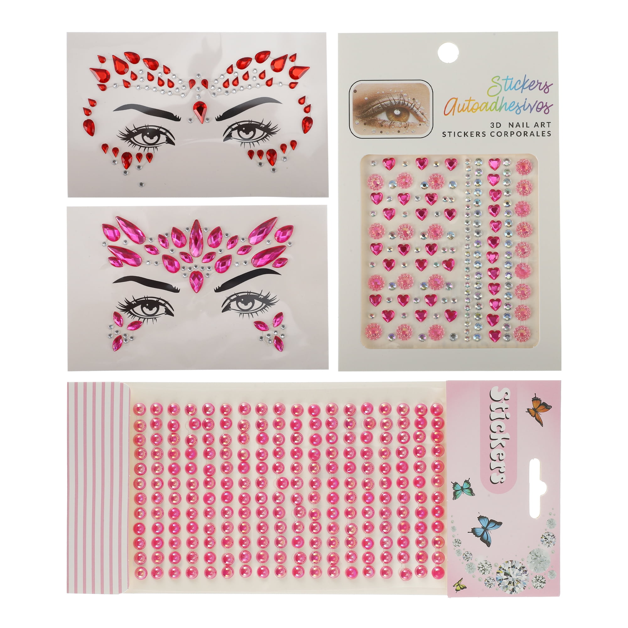 NOMADIC NOOK Eye-catching Face Stickers 4 Pcs Pink Red