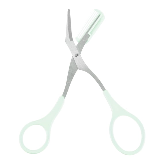 Unique Bargains Eyebrow Trimmer Scissors Comb Stainless Steel Green