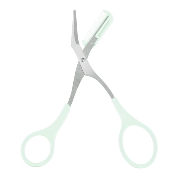 Unique Bargains Eyebrow Trimmer Scissors Comb Stainless Steel Green