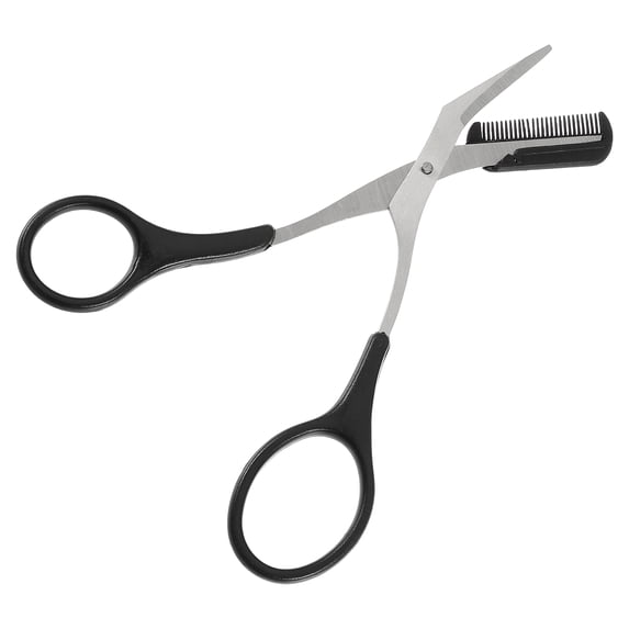 Unique Bargains Eyebrow Trimmer Scissors with Comb Stainless Steel Eyebrow Comb Scissors for Trimming Shaping Eyebrows Black