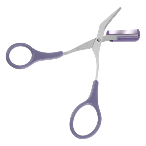 Unique Bargains Eyebrow Trimmer Scissors with Comb Stainless Steel Eyebrow Comb Scissors for Trimming Shaping Eyebrows Purple