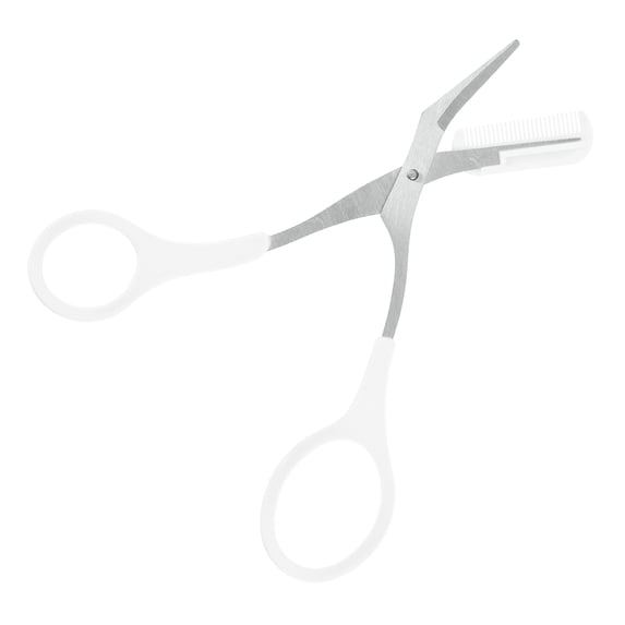 Unique Bargains Eyebrow Trimmer Scissors with Comb Stainless Steel Eyebrow Comb Scissors for Trimming Shaping Eyebrows White