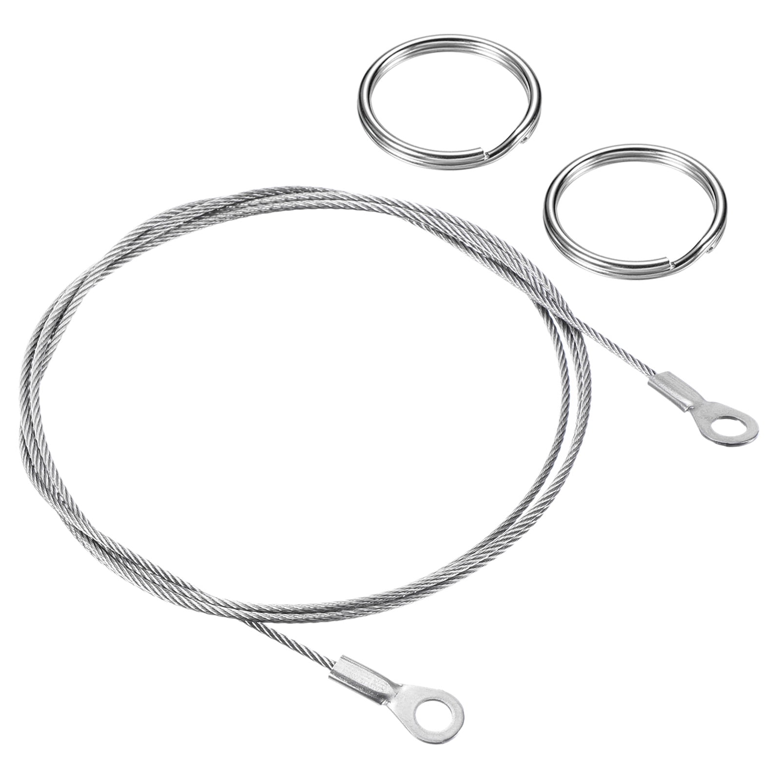 Security Rope Crap Unique Bargains Eyelets Ended Security Wire Rope with Key Ring Silver ...